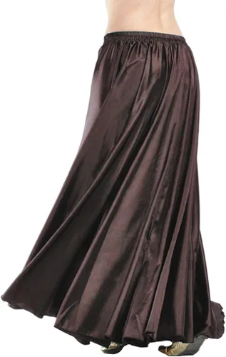 Vista 29 de Indian Trendy Falda de satén para mujer, de círculo completo, para danza del vientre tribal, con movimiento de Halloween Negro
