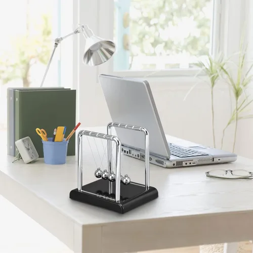 Vista 3 de Newtons - Bolas de equilibrio, bolas de diseño clásico con distribución uniforme de peso, para decoración de escritorio de oficina, juguete