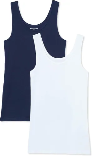 Vista 36 de Amazon Essentials Camisetas sin mangas ajustadas y acanaladas con cuello redondo para mujer, paquete de 2 Gris claro jaspeado/rosa claro