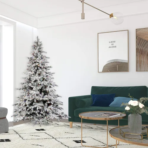 Vista 8 de Vickerman Árbol flocado de Utica con 492 puntas