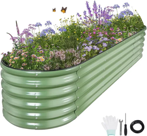 Vista 11 de Cama de jardín elevada galvanizada para exteriores, camas elevadas para jardinería, caja de maceta de metal, kit de cama de jardín elevada de acero