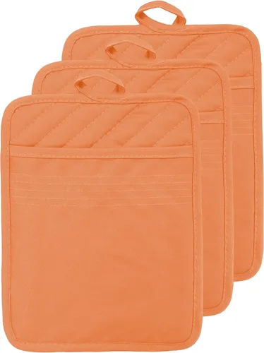 Vista 15 de Oven Pot Holder with Pocket Cotton Heat Resistant Coaster Potholder Kitchen Hot Pad Oven Mitts for Cooking and Baking Square 7"x9" (Aqua, Silicone)