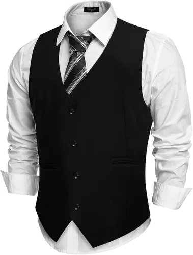 Vista 11 de COOFANDY Chalecos casuales de negocios para hombre, chaleco ligero de corte ajustado para traje Verde militar
