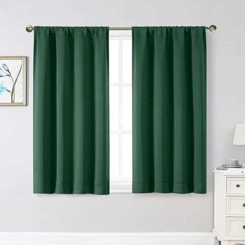 Vista 196 de Cortinas opacas para dormitorio, sala de estar, juego de 2 paneles de 54 pulgadas de largo, cortinas de oscurecimiento de habitación con aislamiento