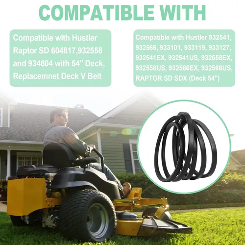 Vista 4 de 604817 - Cinturón de cubierta compatible con Hustler Raptor SD 54", 5/8"x143-3/4" Sustituye a 791335, 932558 y 934604, construcción de goma