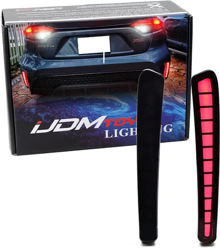 Vista 10 de iJDMTOY Luces reflectoras de parachoques LED de lente roja compatibles con Toyota Corolla Sedán 2019-22, funciona como faros antiniebla traseros