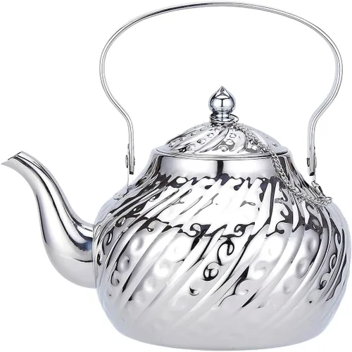 Vista 12 de SANQIAHOME Tetera antigua de acero inoxidable de 1.2L (40Oz) con infusor de cobre