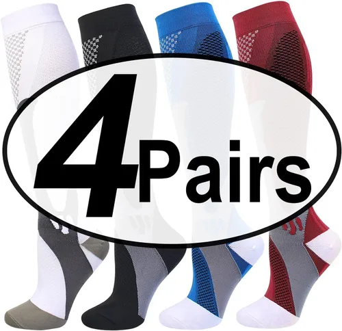 Vista 8 de 4 pares de calcetines de compresión para hombres y mujeres de 20 a 30 mmHg