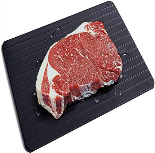 Vista 4 de Happyyami Alfombrilla de descongelación rápida, bandeja de descongelación rápida de aluminio, placa de descongelación rápida, descongelador de carne