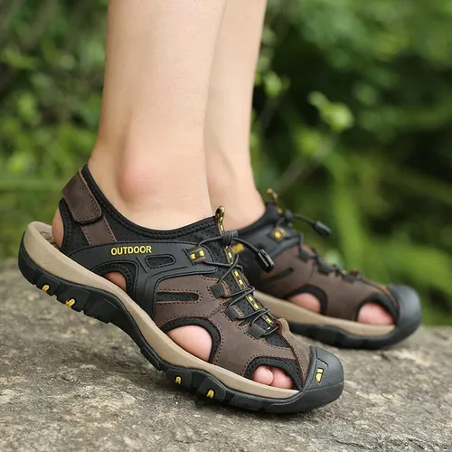 Vista 7 de LUODENGLANG Men's Sport Sandals Outdoor Hiking Sandals Closed Toe Water Sandals Casual Lightweight Summer Breathable Beach Shoes