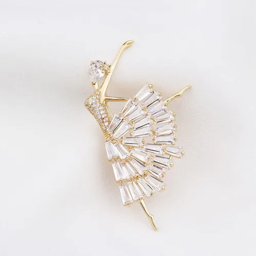 Vista 5 de Party Brooch Brooches Dancing Girl Ballet Brooches Electroplating Inlaid Zirconium Fashion Brooch Pin Simple Atmosphere Soul Dancer Brooch Gold and