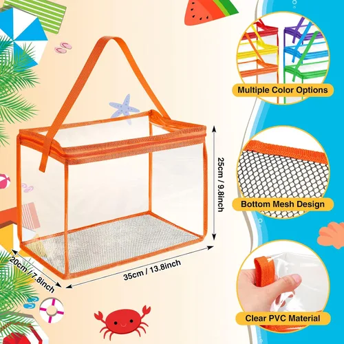 Vista 2 de Chunful Paquete de 6 bolsas grandes de almacenamiento de juguetes, organizador de rompecabezas de PVC transparente colorido para niños y niñas