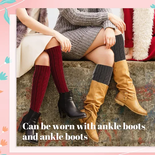 Vista 5 de 4 pares de calcetines largos de punto trenzado para mujer de invierno