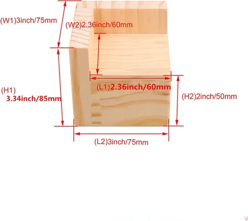 Vista 5 de Juego de 4 elevadores cuadrados para muebles de 2 pulgadas de altura, patas de muebles de madera maciza sin terminar, elevadores de cama, patas