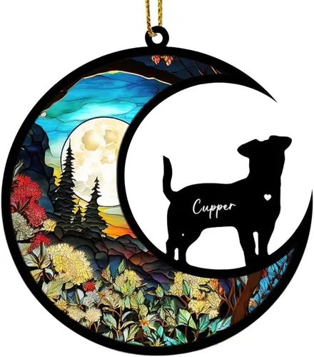 Vista 15 de Adorno conmemorativo personalizado para atrapasoles para perros, nombre personalizado y razas de perros, regalo para amantes de los perros, adorno