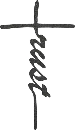 Vista 3 de Trust Cross - Arte de pared de metal - 8" X 15" - Negro