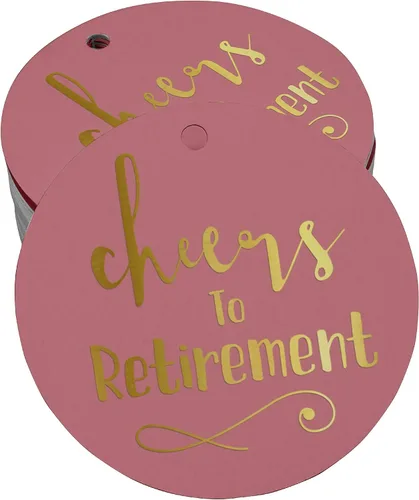 Vista 38 de Etiquetas de papel para colgar con texto en inglés "Cheers to Retirement Wall" (50 unidades)