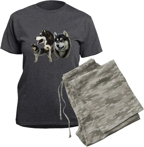 Vista 5 de CafePress Alaskan Malamute - Conjunto de pijama para mujer, color carbón