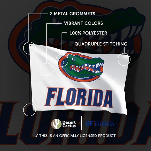 Vista 4 de Desert Cactus Bandera de Gators de la Universidad de Florida UF de 3 x 5 Blanco