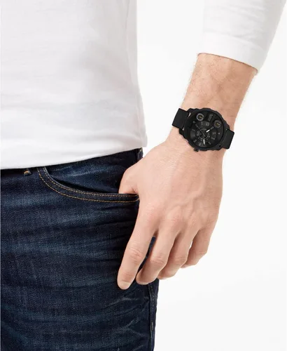 Vista 2 de American Exchange Reloj digital negro con movimiento de cuarzo para hombre con pulseras apilables surtidas, Negro -, Classic