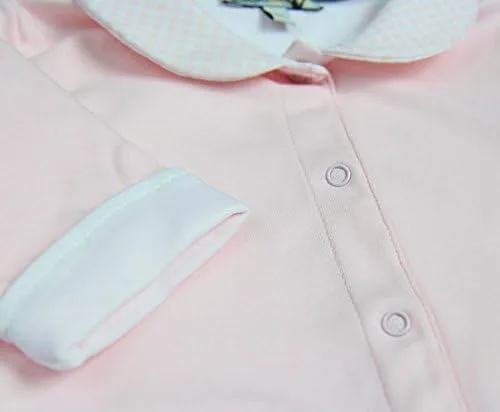 Vista 3 de Mono de manga larga para bebé niña, color rosa, 100% algodón Pima