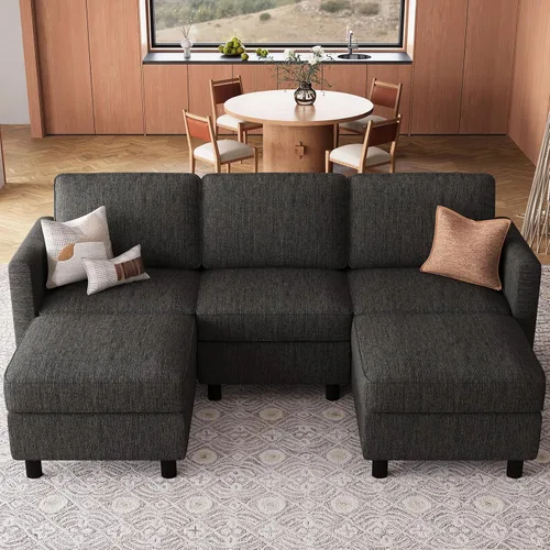 Vista 24 de Belffin - Sofá cama modular de 110.2 pulgadas, 12 asientos, color beige