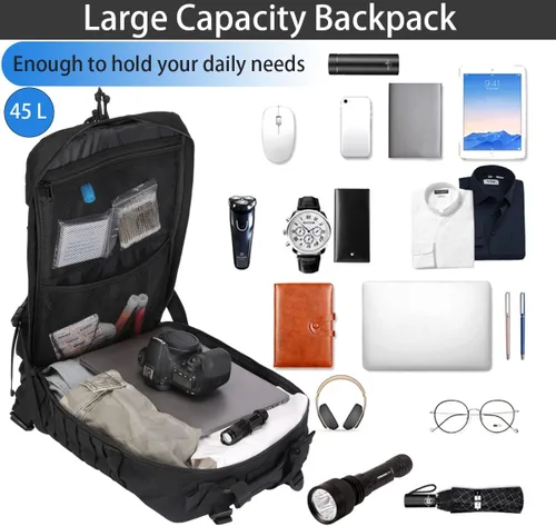 Vista 2 de Phoking Mochila táctica militar 45L Lage Molle mochila de 3 días paquete de asalto mochila camping senderismo mochila Bug Out bolsa mochila