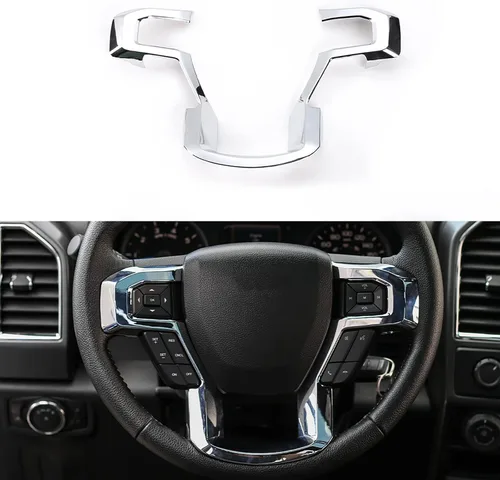 Vista 17 de Linskip Moldura para volante compatible con Ford F150 2015-2020 y F250 F350 Super Duty 2017-2022, para Ford Expedition 2018-2021, funda para Negro