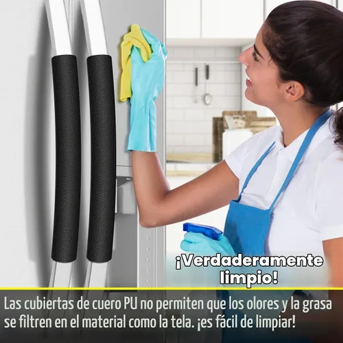 Vista 2 de Fundas para manijas de puerta de refrigerador, 6 unidades, fundas de cuero para manijas de electrodomésticos, mantiene tu nevera, microondas, horno