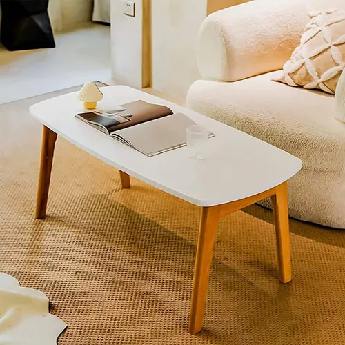Vista 3 de SYALEO Mesa de Centro Mesa de centro de madera maciza, mesa plegable estilo japonés, mesa auxiliar para sala de estar, sofá, mesa auxiliar de 17.7
