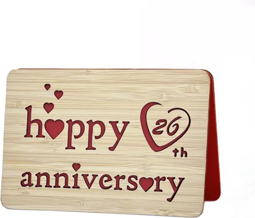 Vista 16 de Tarjeta de felicitación de madera para el primer aniversario, hecha a mano, 1 año, aniversario de boda, tarjeta de primer aniversario para ella, él