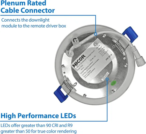 Vista 7 de NICOR Iluminación de 4 pulgadas redondo blanco plano LED Downlight en 2700K (DLE421202KRDWH)