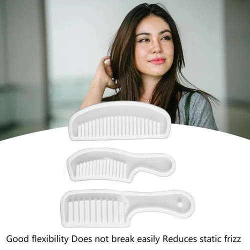 Vista 5 de Peine de resina de fundición de resina translúcida de dientes anchos para el cabello, juego de 3 piezas para hacer joyas de bricolaje