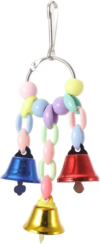 Vista 7 de Zerodis Juguetes para pájaros de madera y no ABS colgando campanas Escalera giratoria de cuentas para masticar juguete con bloque de molienda