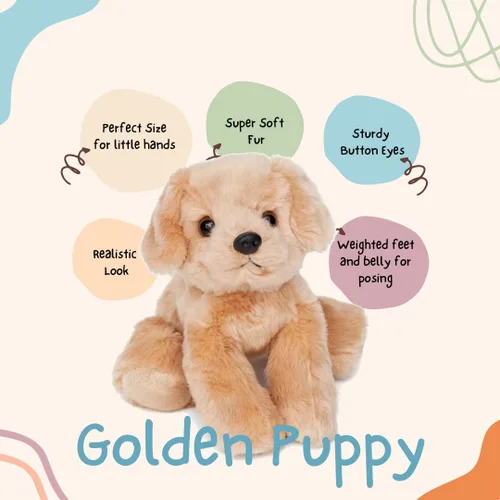 Vista 2 de Jolitee Golden Retriever - Peluche de perro bronceado, suave y abrazable para perro, 6.5 x 7 pulgadas