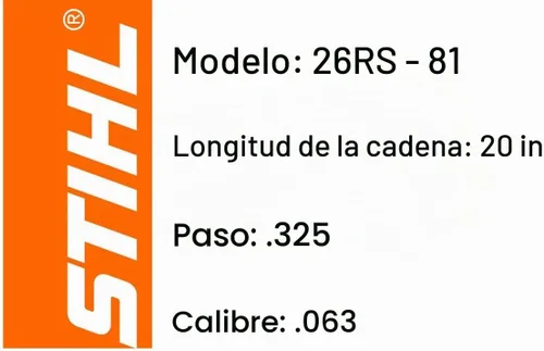 Vista 2 de STIHL Cadena de motosierra rápida 26RS 81 Rapid Super de 20 pulgadas, barra .325 paso .063