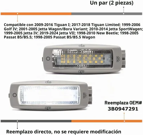 Vista 2 de iJDMTOY Kit de luces LED completas de 3W con acabado gris, luz de lectura de mapa para el techo, ajuste OEM, compatible con Volkswagen MK4 Golf R32