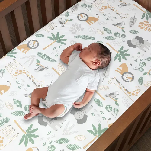Vista 5 de Lambs & Ivy Jungle Friends - Juego de ropa de cama de 5 piezas para cuna de bebé