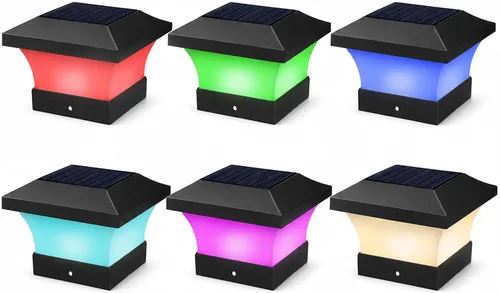 Vista 20 de T-SUN - Luces solares de poste, luces impermeables al aire libre para postes de madera de 4 x 4, iluminación LED blanca de 6000K, para cubierta