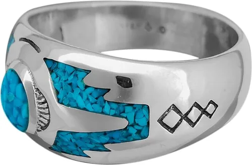 Vista 2 de 925 Sterling Silver Turquoise Sleeping Beauty Ring, Southwestern Design, Handmade Silver Band, Handcrafted Native Jewelry