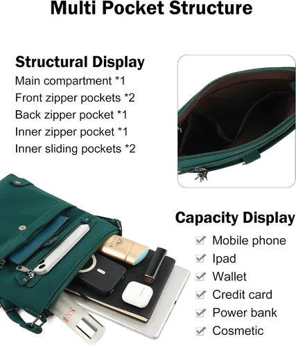 Vista 5 de FADEON Bolsos cruzados para mujer y mochila para laptop Colección Verde