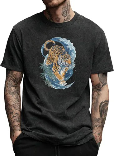 Vista 17 de domirica Camisas holgadas lavadas para hombre, sólidas, 100% algodón, camisetas cuadradas, ropa de fitness vintage, ropa de calle para gimnasio