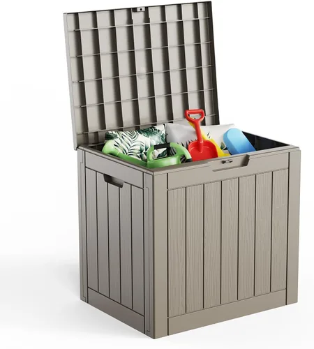 Vista 16 de EasyUp - Caja de almacenamiento para exteriores de 50 galones, impermeable, con cerradura 2-Gris