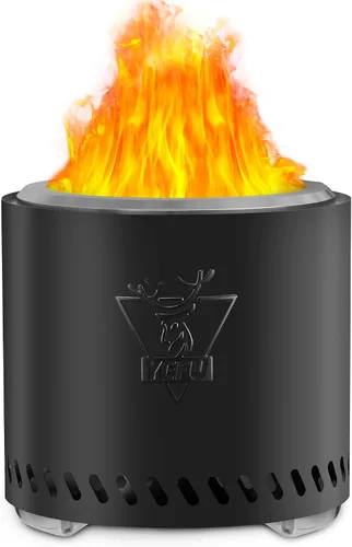 Vista 11 de YEFU Hoguera de mesa portátil: estufa de bajo humo para exteriores y patio, fogata de mesa de combustión segura alimentada por pellets y madera
