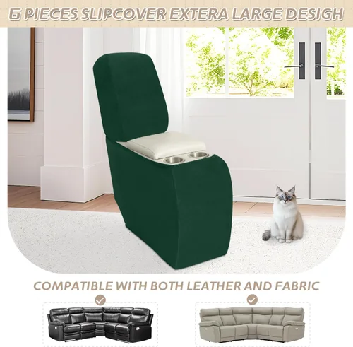 Vista 67 de Arfntevss Fundas de sofá seccional reclinable de terciopelo, Funda de sofá seccional de esquina para sofá reclinable, Funda elástica suave