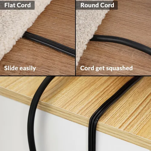 Vista 4 de Elecan Cable de extensión de enchufe plano de 12 pies con diseño de enchufe delgado que ahorra espacio, cable plano delgado de bajo perfil, cable