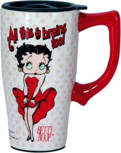 Vista 16 de Spoontiques - Tazas de viaje de cerámica - Taza Betty Boop - Para bebidas calientes o frías - Regalo para amantes del café