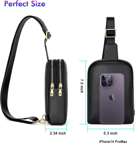 Vista 4 de nuoku Bolso bandolera para mujer - Pequeña cartera RFID y bolsa para teléfono celular
