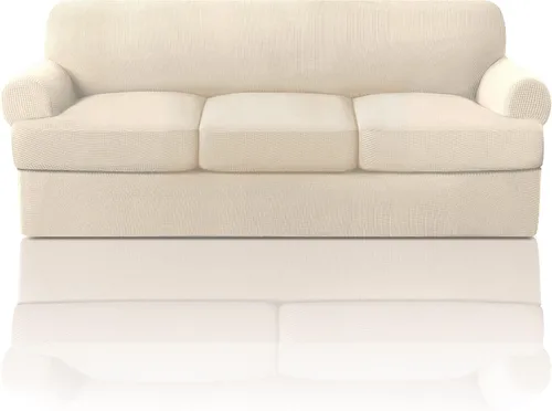 Vista 34 de PrinceDeco Fundas elásticas para sillón de 2 piezas, fundas de sofá para sillas con cojines en forma de T, fundas suaves para muebles con 1 funda