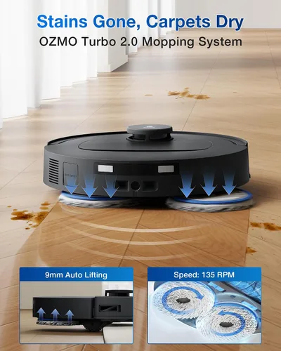 Vista 4 de ECOVACS DEEBOT T30C Aspiradora Robot y Trapeadora, Succión de 20,000Pa, Trapeado de Borde Adaptativo TruEdge, Tecnología ZeroTangle 2.0, Lavado